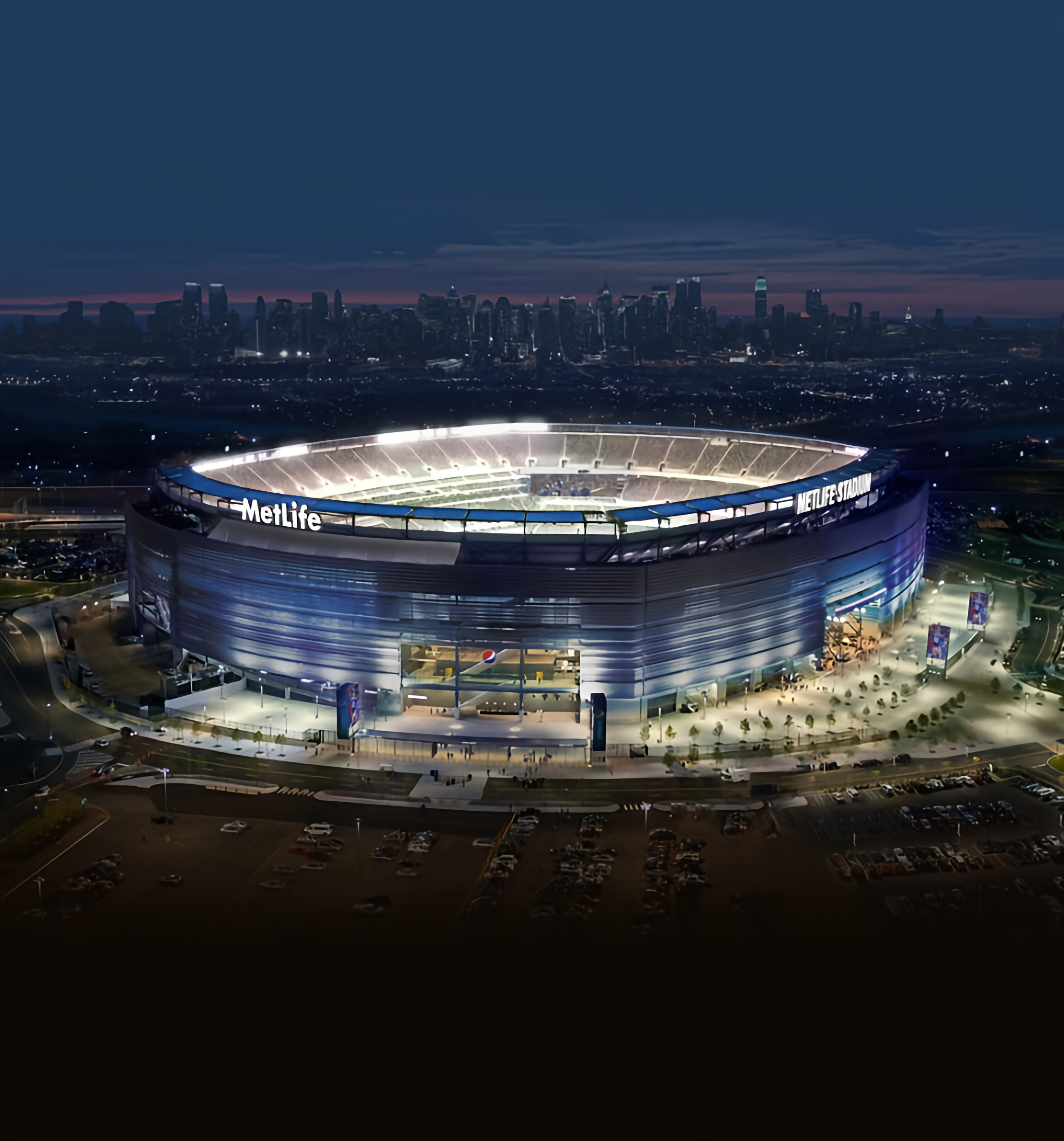 MetLife Stadium — Night · Manhattan skyline
